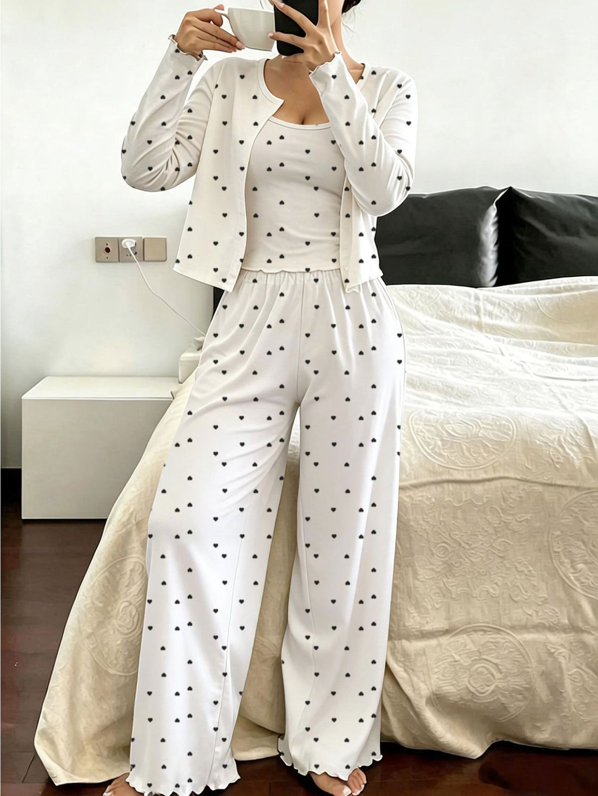 Ensemble de vêtements de maison Gentle Style Petit Cœur : Caraco