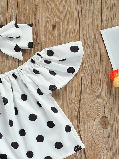 Haut bébé fille à pois avec bandeau assorti