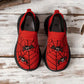 Baskets fille rouges motif toile d’araignée – Chaussures de sport respirantes et confortables