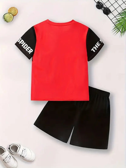 Ensemble Garçon Été – T-shirt Bleu Tie-Dye et Short Noir Casual