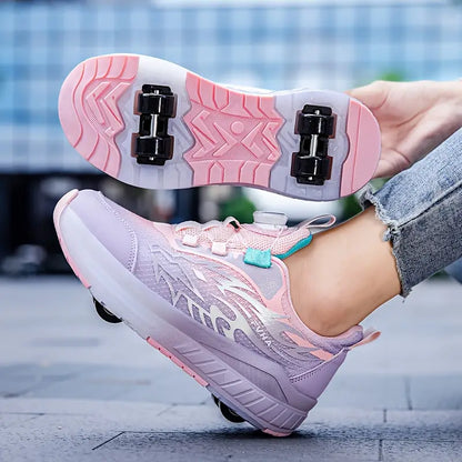 Baskets garçon – Chaussures de sport noires et violettes à semelle amortissante avec ressorts intégrés