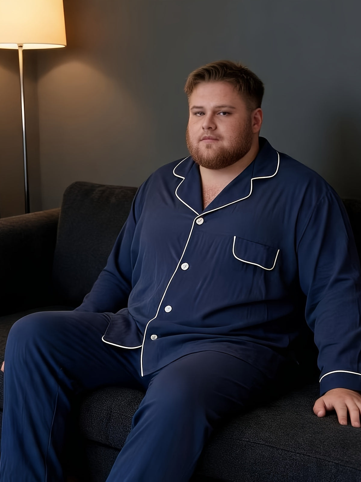Nouvel ensemble de pyjama pour homme grande taille avec manches