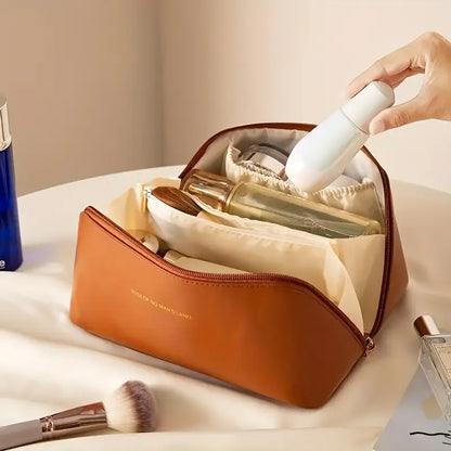 Trousse de Maquillage Grande Capacité – Pochette de Rangement Cosmétique Étanche avec Compartiments Intérieurs
