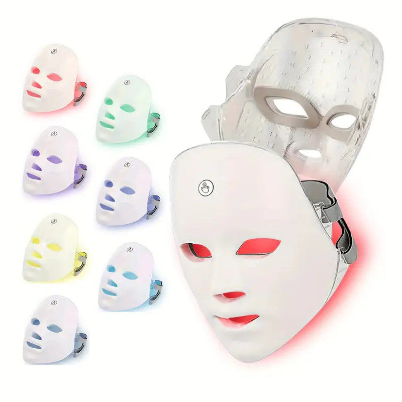 Masque LED Photothérapie 7 Couleurs – Soin Visage Anti-Âge, Acné et Éclat de la Peau à Domicile