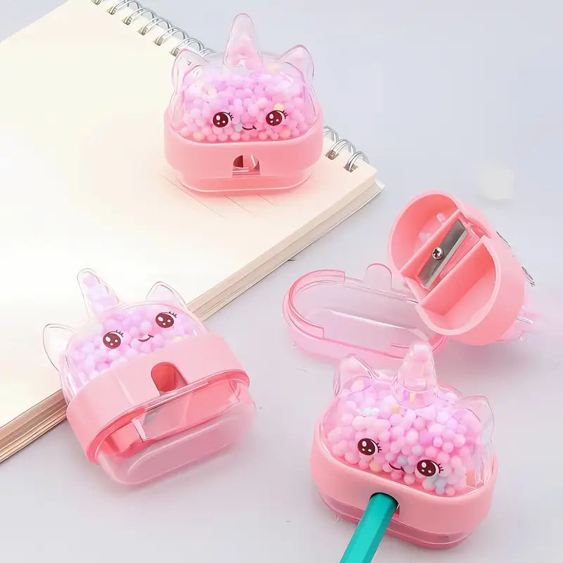 Taille-Crayon Bébé avec Réservoir Transparent – Taille-Crayons Mignon Rose à Double Trou pour École et Papeterie
