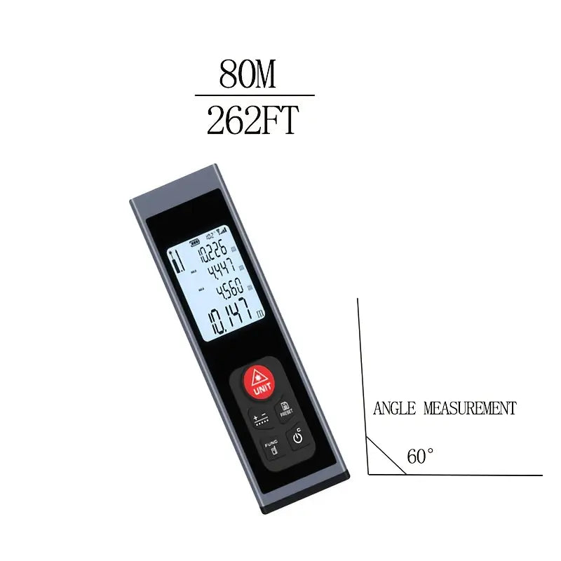 Télémètre Laser Numérique 60M / 196FT – Appareil de Mesure de Distance Haute Précision avec Écran LCD