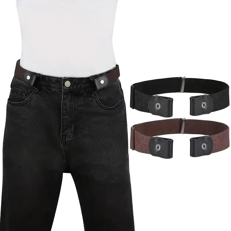Ceinture élastique femme sans boucle – Ceinture ajustable marron pratique et confortable pour jeans et pantalons