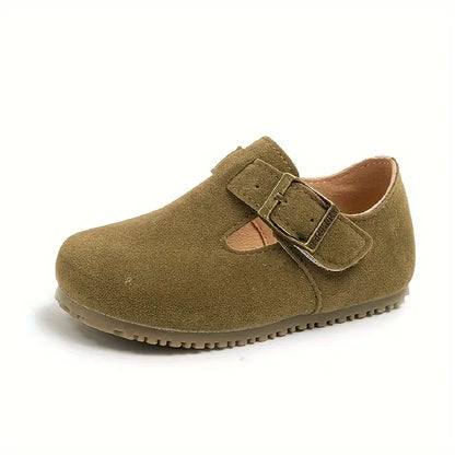 Mocassins fille en daim avec boucle – Chaussures sans lacets confortables et élégantes pour bébé et enfant