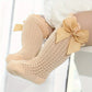 Chaussettes hautes bébé fille – Bas dentelle blanc avec nœud élégant, confortables et respirants pour toutes occasions