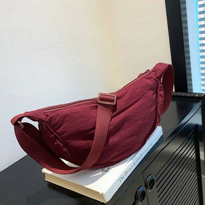 Lot de sacs à main femme Sac bandoulière demi-lune en toile, léger et tendance