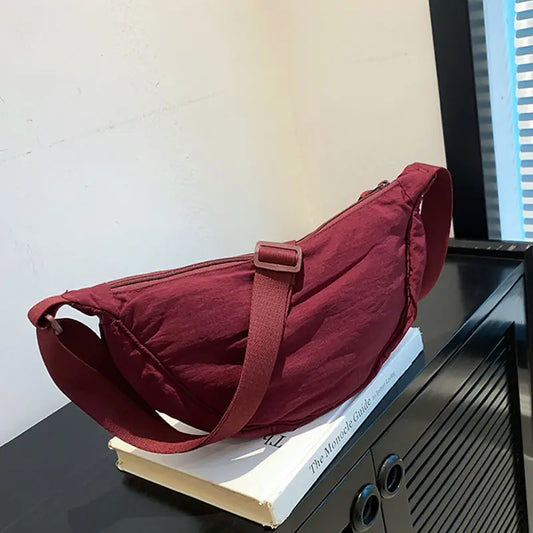 Lot de sacs à main femme Sac bandoulière demi-lune en toile, léger et tendance