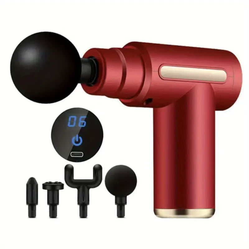 Pistolet de Massage Musculaire Électrique – 6 Vitesses, 4 Têtes, Écran LCD, Relaxation Profonde & Récupération Sportive