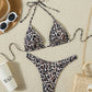 Haut de Bikini Femme Triangle – Imprimé Léopard, Style Sauvage & Bretelles à Nouer