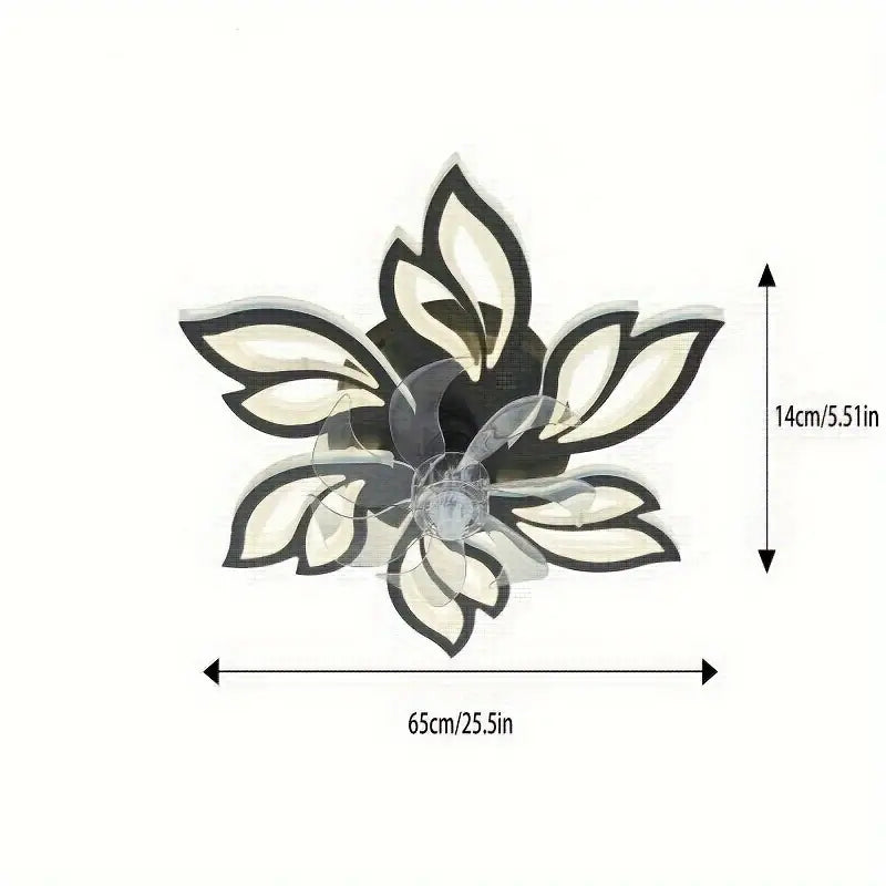 Ventilateur de Plafond LED Design Floral avec Éclairage Intégré, coloris Noir