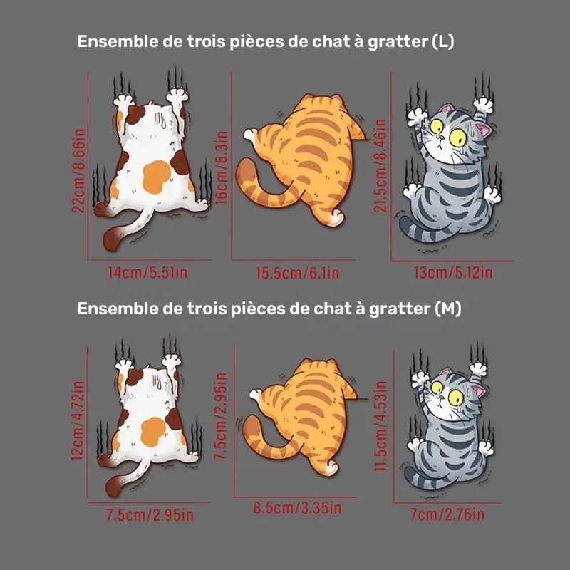 Autocollants Voiture Chats Rigolos – Stickers Animaux Humoristiques Grattoirs pour Décoration Auto et Moto