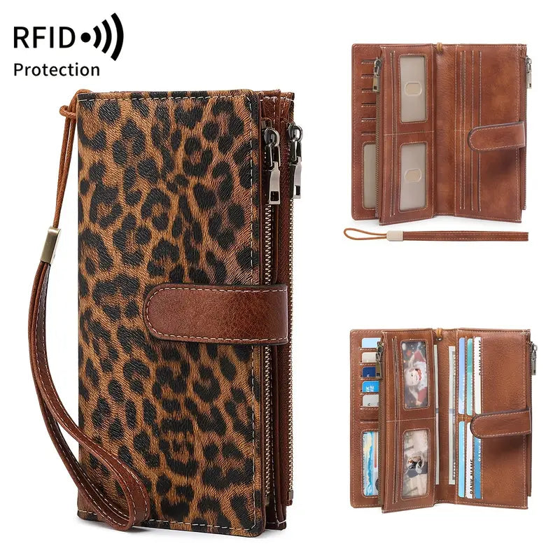 Portefeuille homme en cuir avec dragonne Ultra pratique, grande capacité et fermeture zippée sécurisée