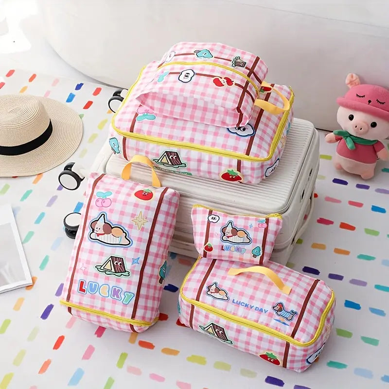 Set de 6 sacs de rangement voyage pour enfants  Motifs kawaii, organisation valise facile