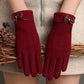 Gants femme élégants en laine chaude avec nœud décoratif – Accessoire chic pour l’hiver