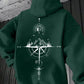 Sweat à capuche homme – Hoodie gris sport avec imprimé boussole & montagne – Style streetwear et confort