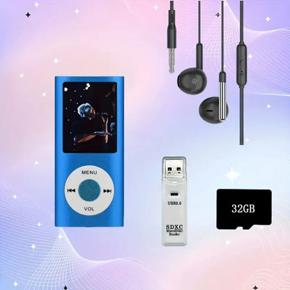 Lecteur MP3 Portable avec Écouteurs Filaire + Carte Mémoire  et Adaptateur USB – Musique Haute Qualité