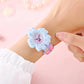 Montre Enfant Fille Fleur Violette et Papillon – Bracelet Silicone Rose, Apprentissage de l’Heure
