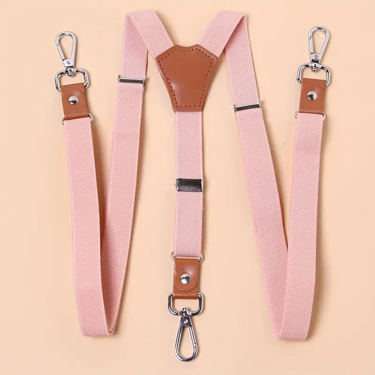 Bretelles homme avec finitions cuir – Bretelles élastiques ajustables à crochets métalliques, élégance et confort
