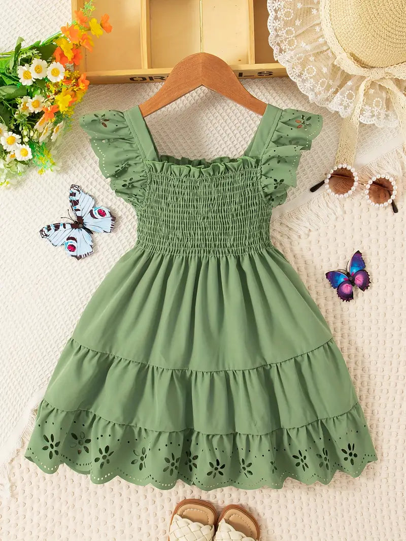 Robe fille bleu roi à volants