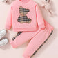 Ensemble fille 2 pièces bordeaux – Sweat à motif ourson et pantalon assorti