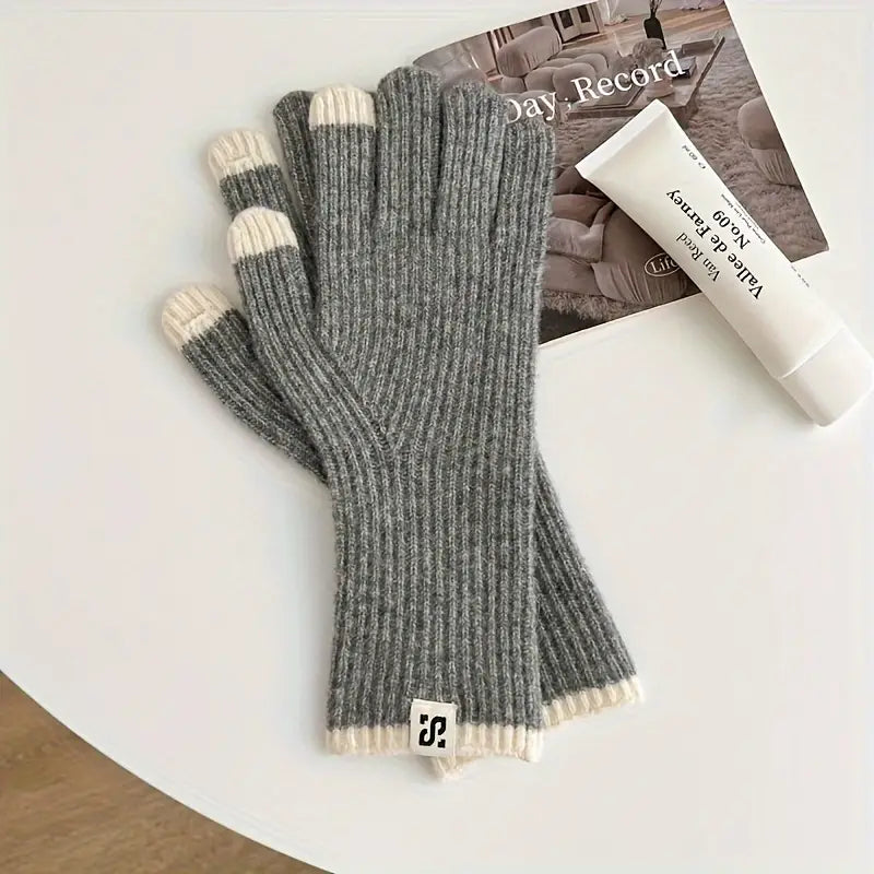 Gants en laine tricotée pour homme – Gants d’hiver tactiles écran tactile, chauds et élégants