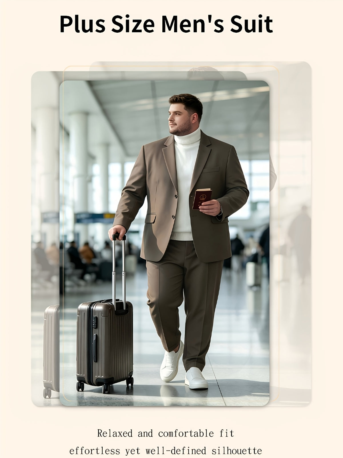 Costume 2 pièces uni pour homme grande taille