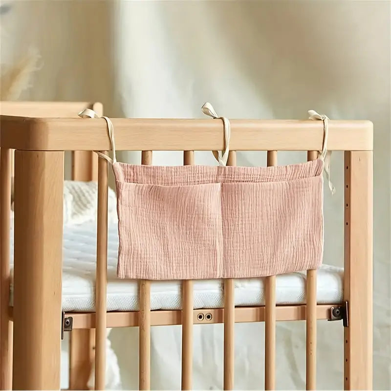 Organisateur de Lit Bébé en Coton – Pochettes de Rangement Suspendues pour Jouets et Accessoires