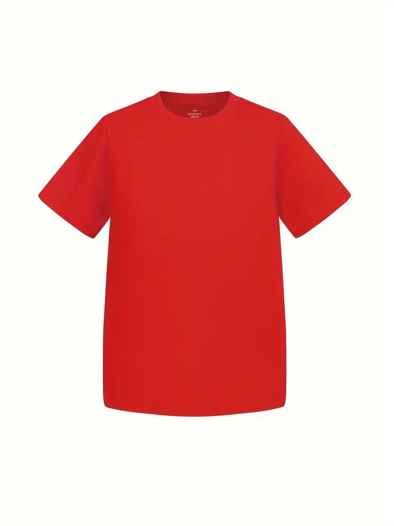 T-shirt basique garçon bleu – Haut coton uni confortable et tendance
