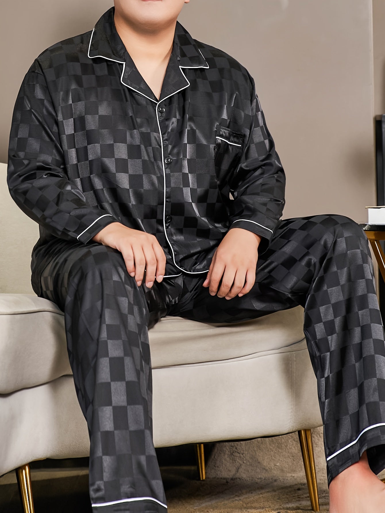 Ensemble décontracté à carreaux jacquard pour hommes