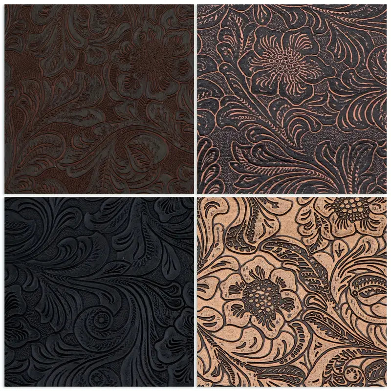 Tissu Simili Cuir Motif Floral Relief – Faux Cuir Décoratif pour Ameublement, Maroquinerie et DIY