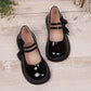 Ballerines fille noires vernies avec nœud élégant – Chaussures habillées confortables