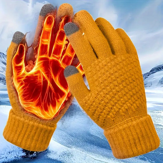 Gants chauffants femme hiver – Gants tactiles tricotés thermiques écran tactile, mains toujours au chaud