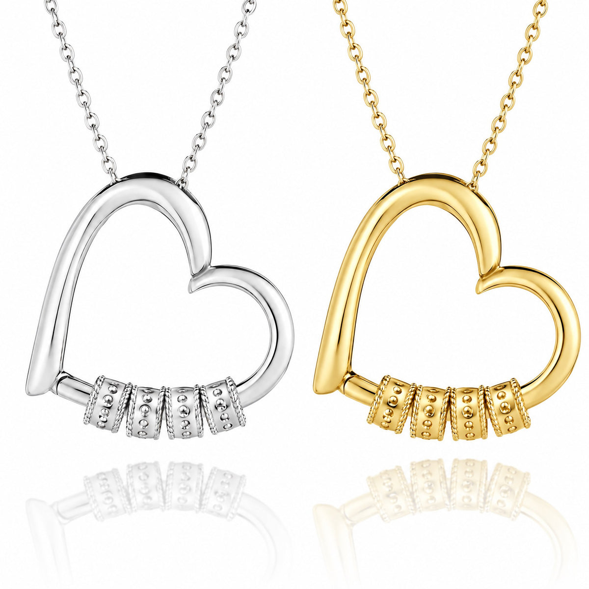 Collier Cœur Personnalisé avec Perles Gravées – Prénoms, Cadeau Femme et Maman