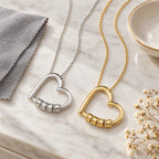 Collier Cœur Personnalisé avec Perles Gravées – Prénoms, Cadeau Femme et Maman