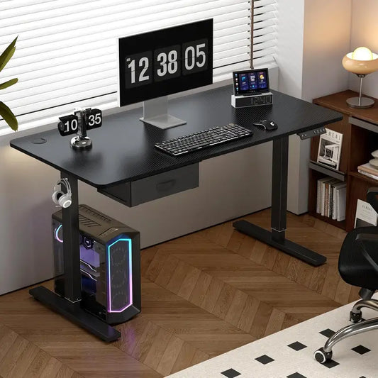 Bureau Électrique Réglable avec Plateau Bois – Poste de Travail Ergonomique pour Télétravail et Gaming