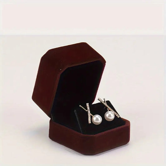 Boîte à bijoux en velours bleu pour boucles d’oreilles – Écrin élégant et présentoir cadeau