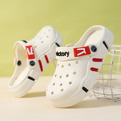 Sabots garçon noirs sport légers, coloris Blanc