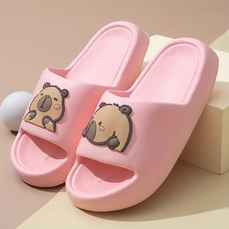 Sandales fille antidérapantes avec motif ours – Pantoufles d’été confortables et légères