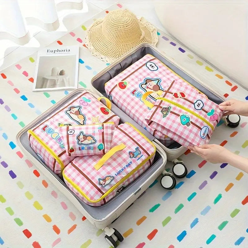 Set de 6 sacs de rangement voyage pour enfants  Motifs kawaii, organisation valise facile