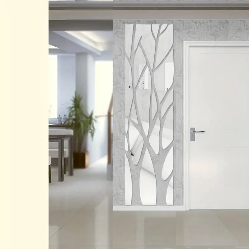 Sticker mural design arbre noir – Décoration murale verticale moderne pour salon, entrée ou bureau