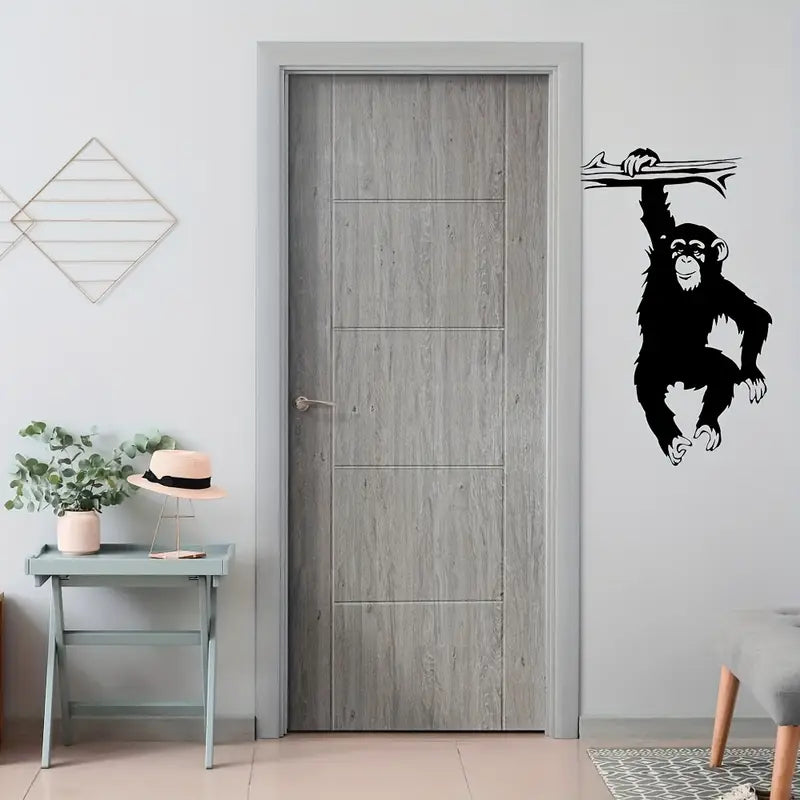 Sticker mural singe suspendu – Décoration murale amusante pour chambre d’enfant ou salle de jeux