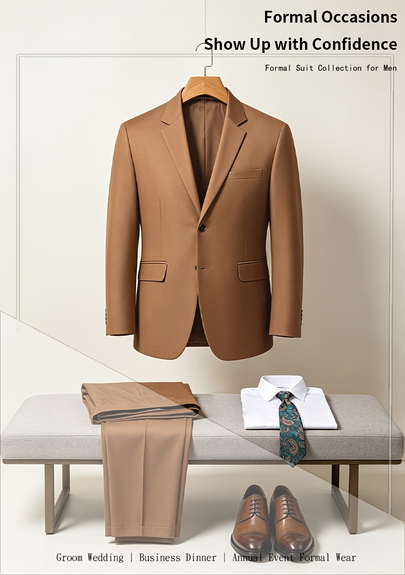Costume 2 pièces uni pour homme grande taille