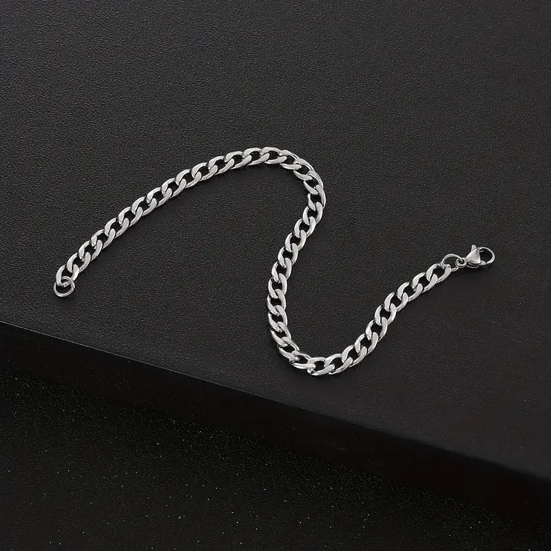 Bracelet homme chaîne cubaine en acier inoxydable argent – Bijou élégant et robuste