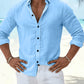 Chemise décontractée unie à boutons pour homme