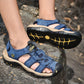 Sandales Faites à la Main en Cuir de Vachette avec Semelle Épaisse, coloris Bleu