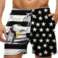 Shorts d'été homme – Motif de drapeau, coloris Noir mélangée